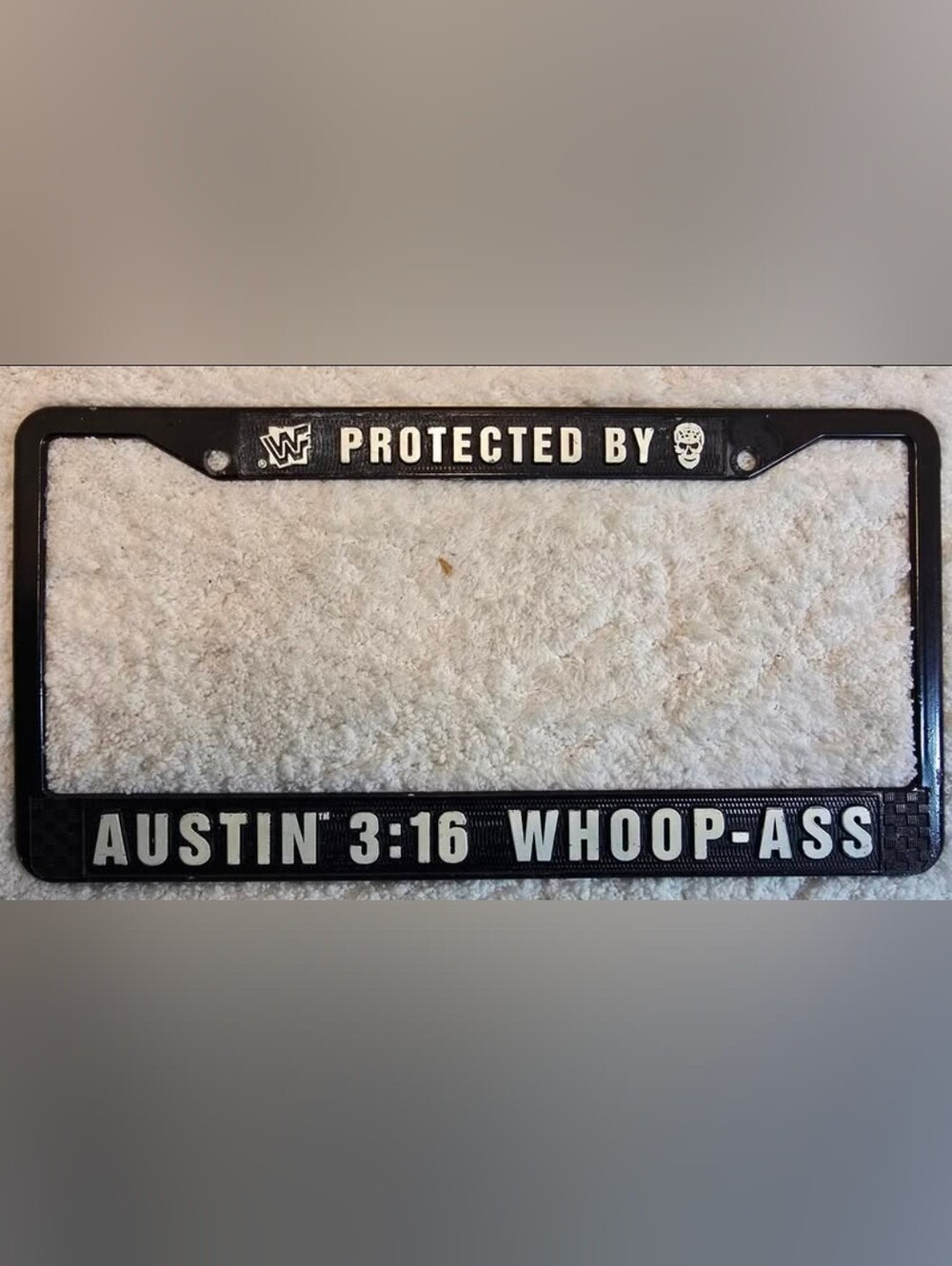 WWE WWF Steve Austin 3:16 Whoop-Ass License Plate Holder Vintage